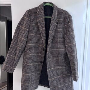 Men's Classic Plaid Pea Coat - Gray